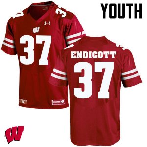 Youth Wisconsin Badgers NCAA #37 Andrew Endicott Red Authentic Under Armour Stitched College Football Jersey EY31U07WE